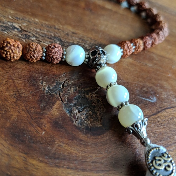 Mala Necklace: Rudraksha & Mother of Pearl! - Picture 5 of 5